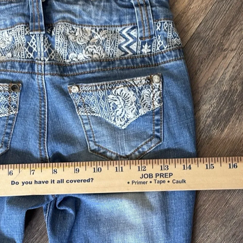 Shyanne Bootcut Jeans Girls Size 8 Embroidered Accents Hidden Adjustable Waist